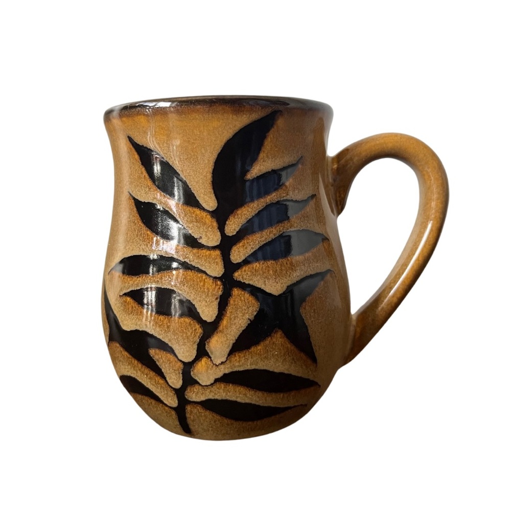 Pier 1 Imports Stoneware Mug Leaf & Branch Design